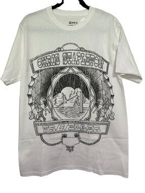 Chris Stapleton Traveller Graphic Band Tee White Distressed Shirt Unisex Small